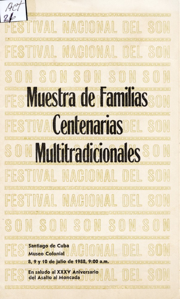 Muestra de Familias Centenarias Multitradicionales - Cover Page